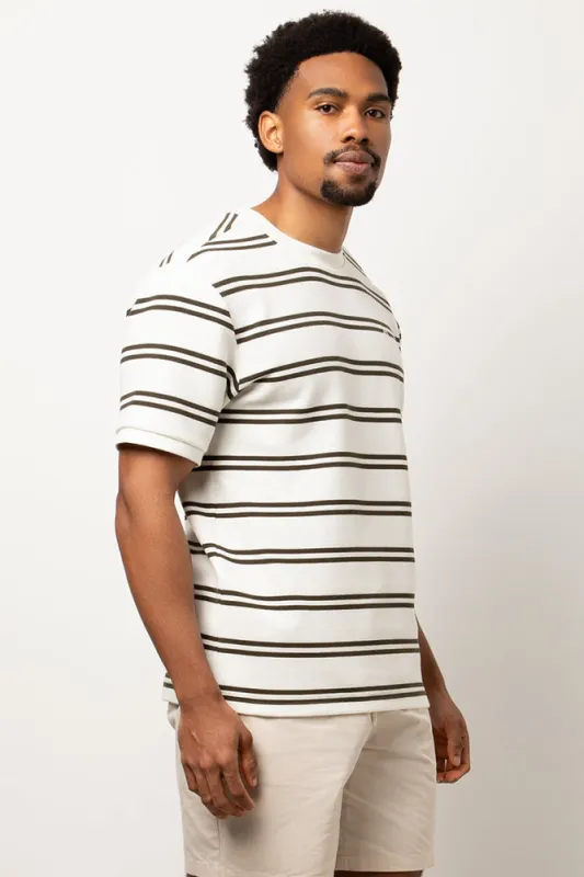 Textured Stripe Short Sleeve T-Shirt White sold by Ackermas