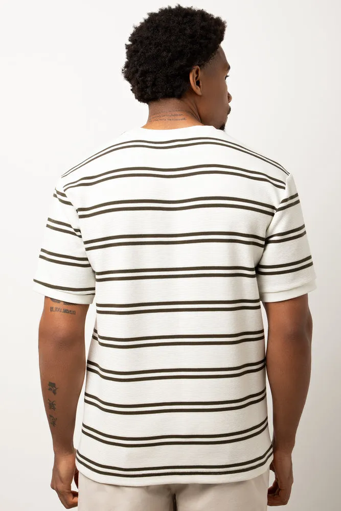 Textured Stripe Short Sleeve T-Shirt White sold by Ackermas product image thumbnail 3