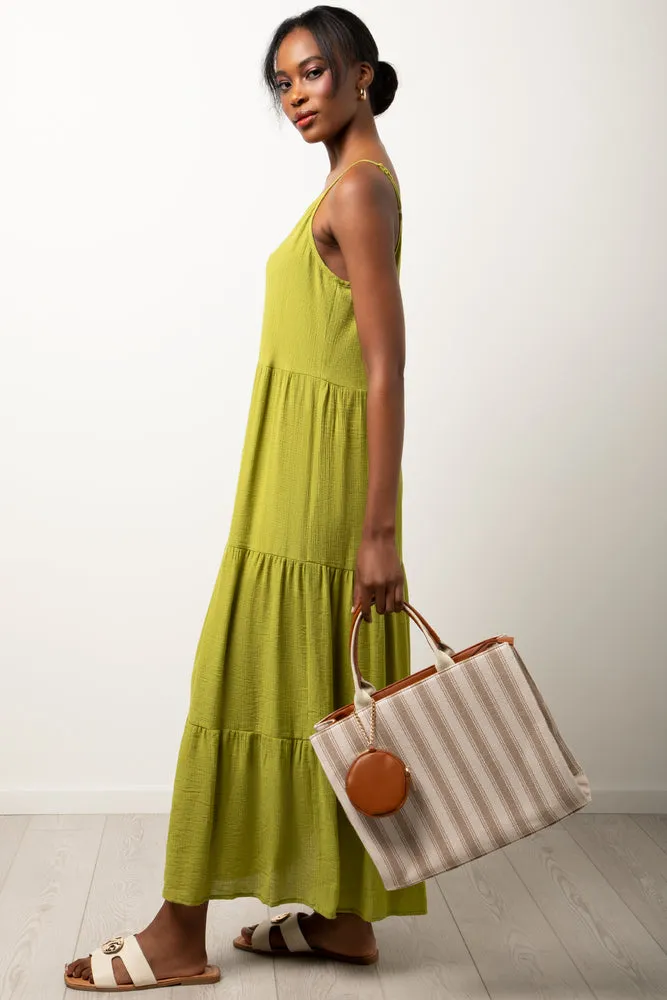 Strappy Tiered Crinkle Dress Green sold by Ackermas product image thumbnail 2