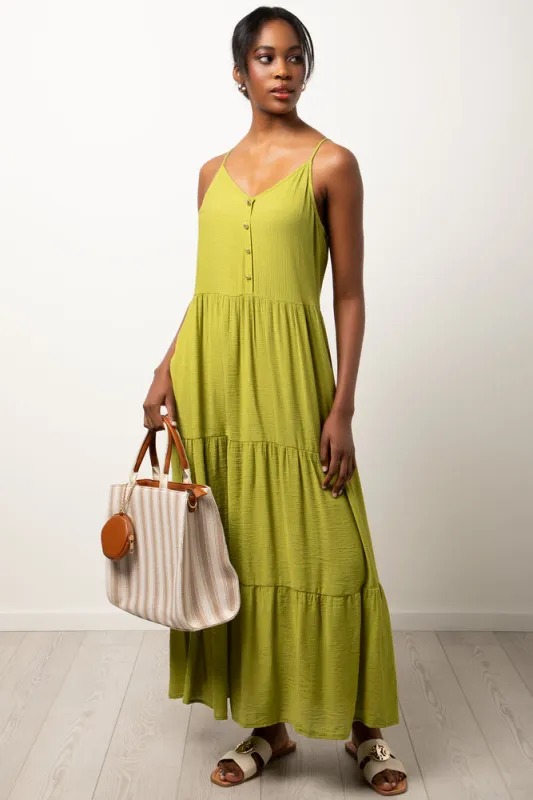 Strappy Tiered Crinkle Dress Green sold by Ackermas