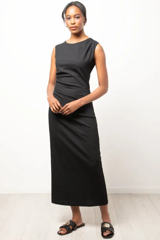 Textured Knit Maxi Dress Black sold by Ackermas