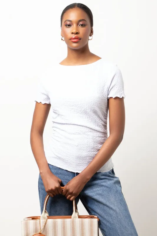 Short Sleeve Lettuce Edge Top White sold by Ackermas