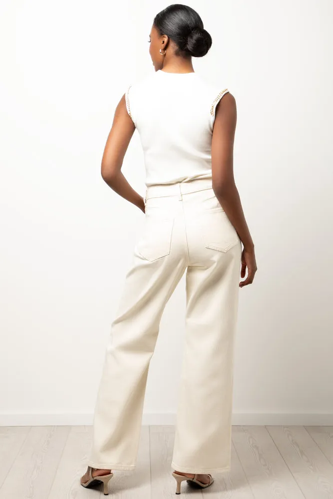 Straight Leg Denim Jeans Cream sold by Ackermas product image thumbnail 4