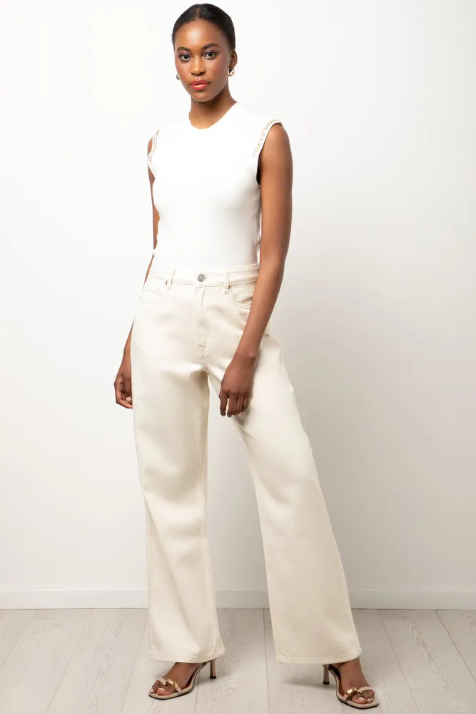 Straight Leg Denim Jeans Cream sold by Ackermas