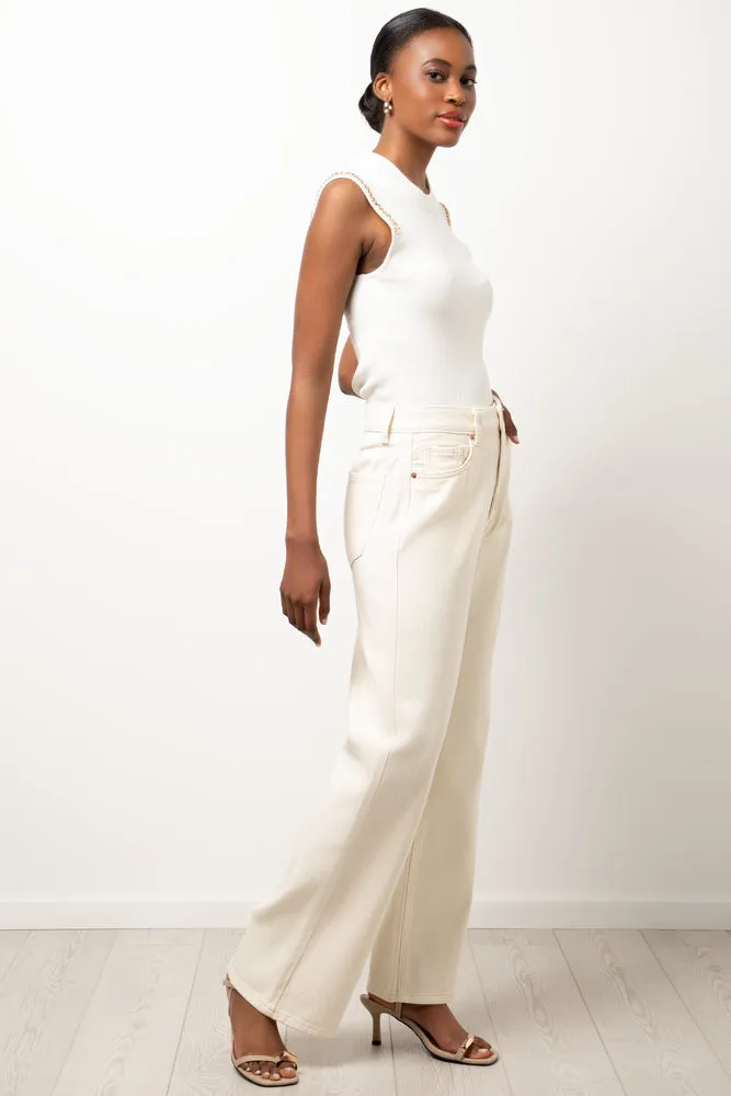 Straight Leg Denim Jeans Cream sold by Ackermas product image thumbnail 3