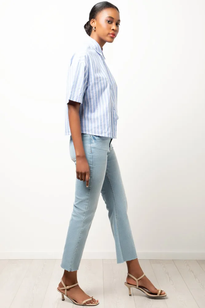 Cropped Flare Leg Denim Jeans Light Blue sold by Ackermas product image thumbnail 3