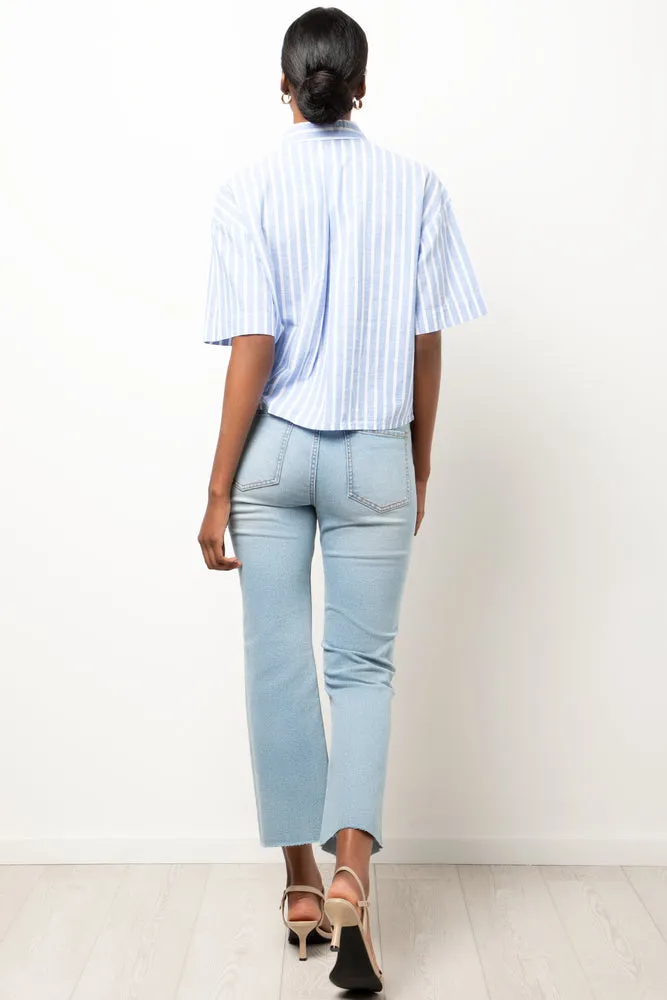 Cropped Flare Leg Denim Jeans Light Blue sold by Ackermas product image thumbnail 4