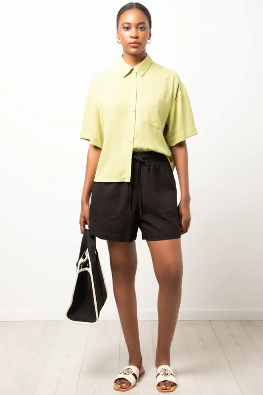 Linen Woven Shorts Black sold by Ackermas