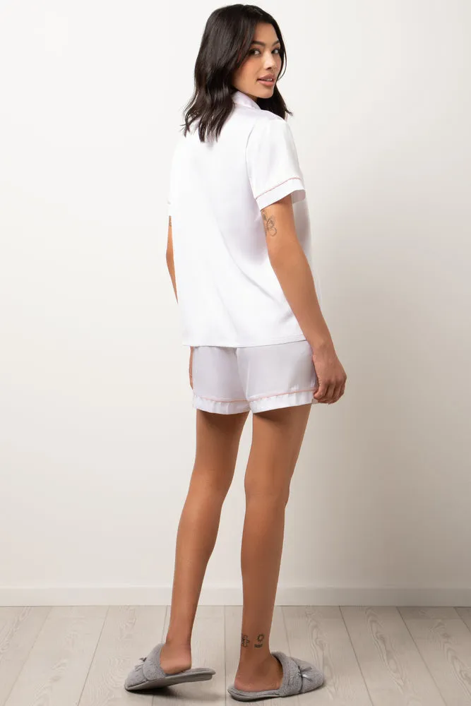 Satin Button Through Pyjama Set White sold by Ackermas product image thumbnail 3