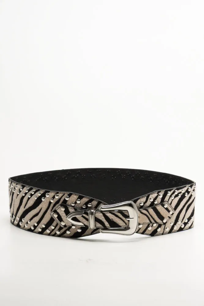 Zebra Print Waist Belt Cream sold by Ackermas