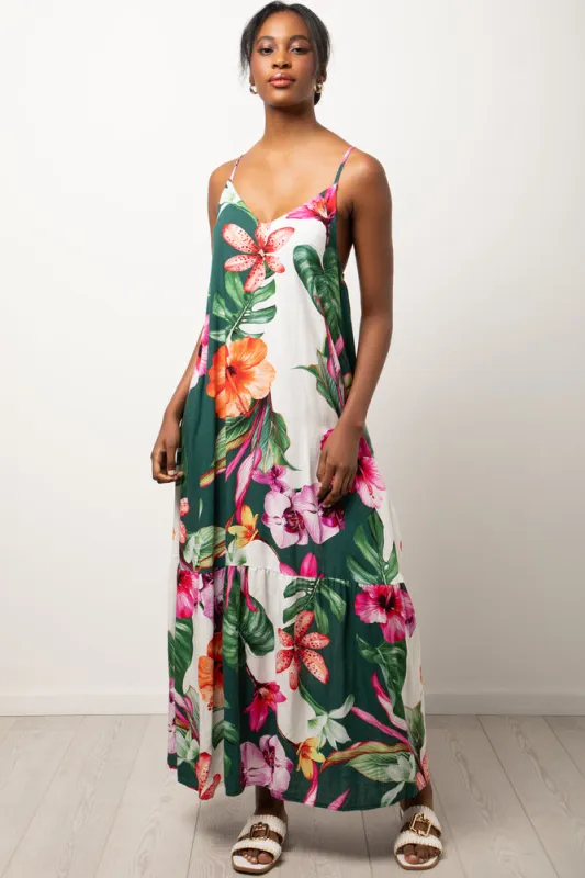 Floral Strappy Maxi Dress Multicolour sold by Ackermas