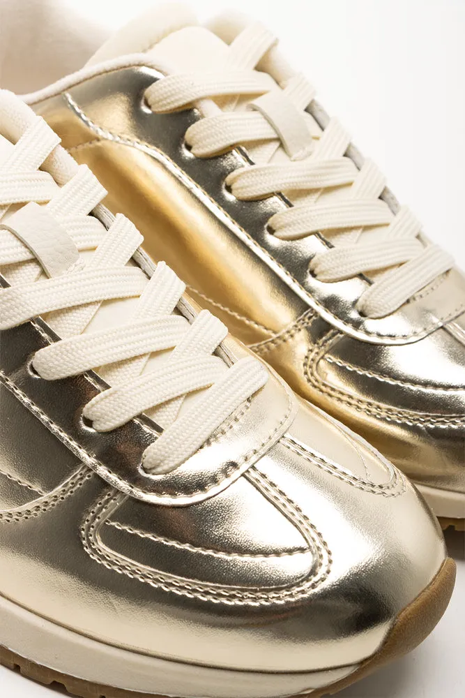 Metallic Retro Trainers Gold sold by Ackermas product image thumbnail 3