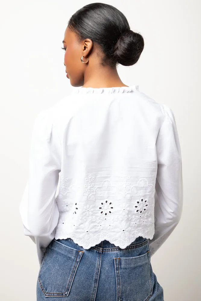 Anglaise Long Sleeve Cropped Shirt White sold by Ackermas product image thumbnail 3