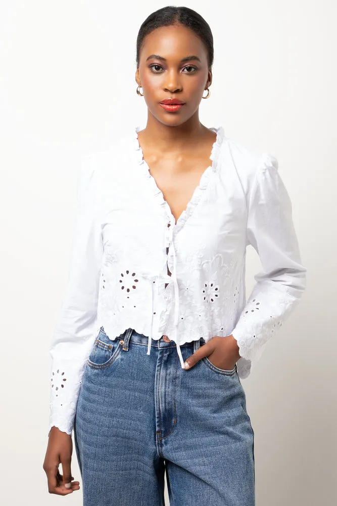 Anglaise Long Sleeve Cropped Shirt White sold by Ackermas