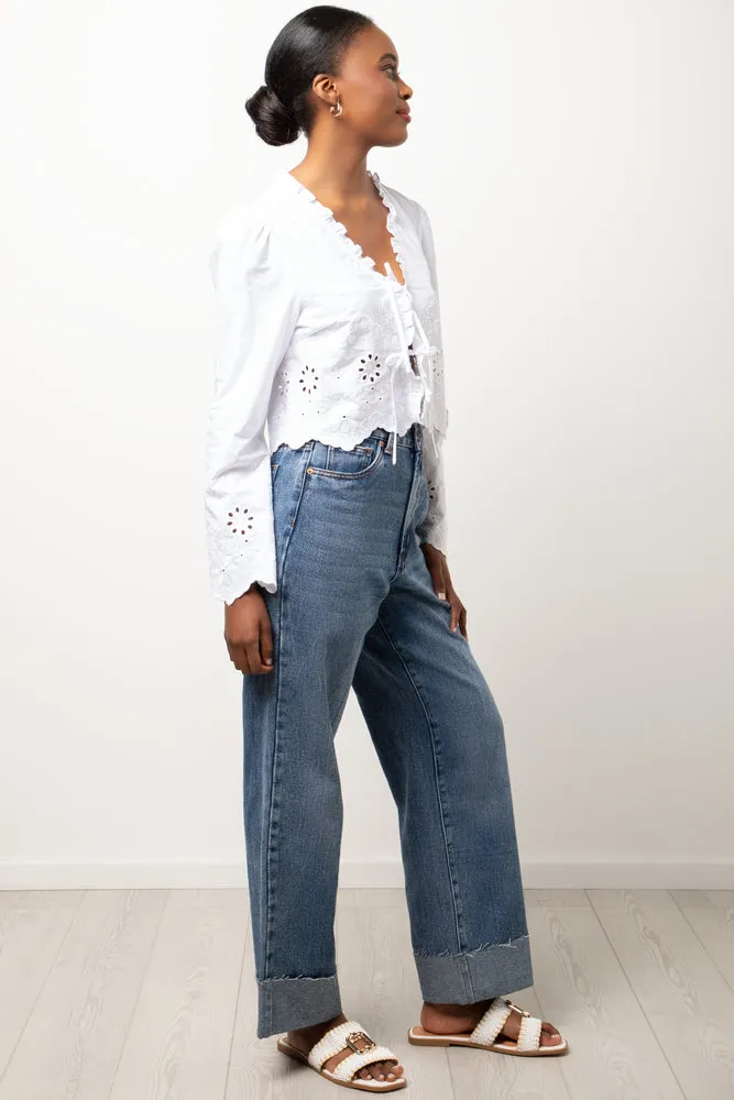 Anglaise Long Sleeve Cropped Shirt White sold by Ackermas product image thumbnail 2