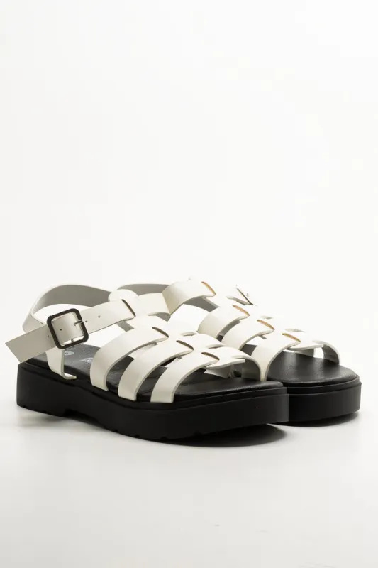 Chunky Caged Sandals White sold by Ackermas