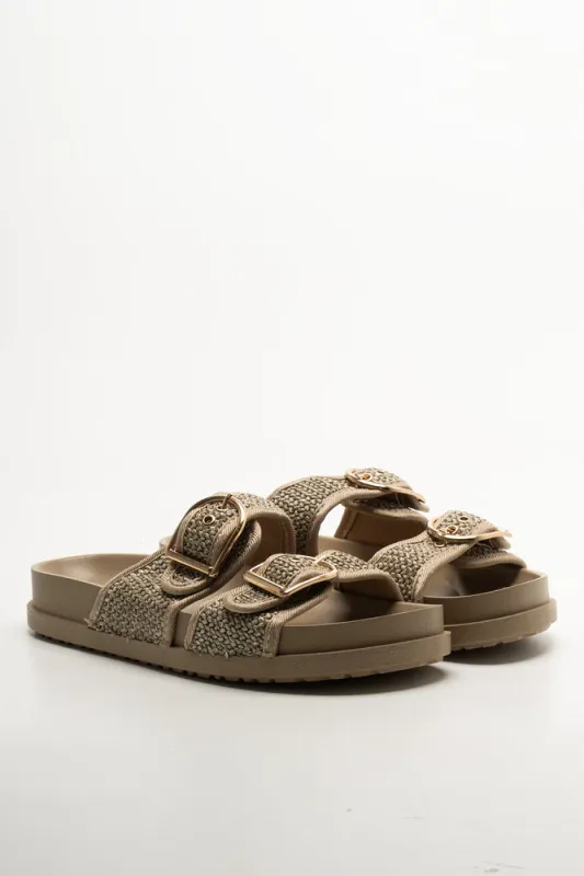 Double Buckle Sandal Natural sold by Ackermas