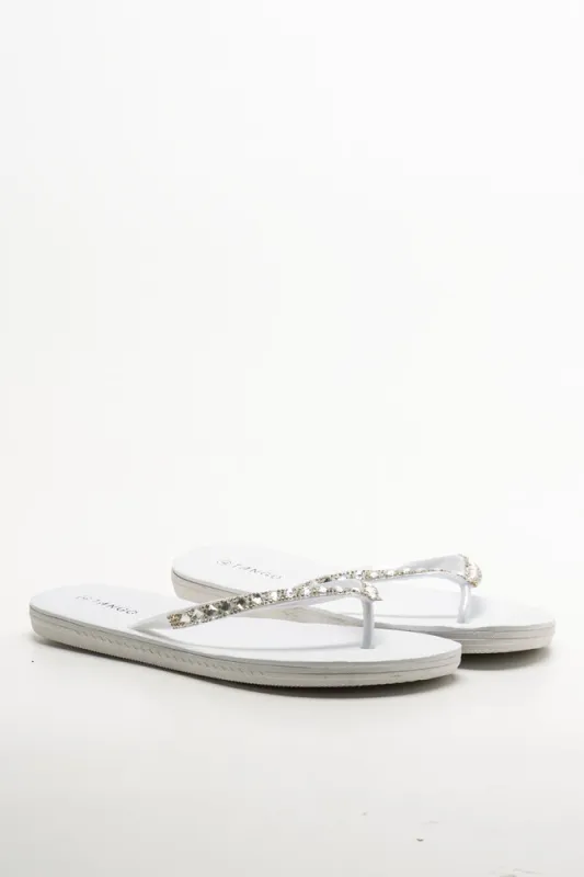 Diamante Flip Flop White sold by Ackermas