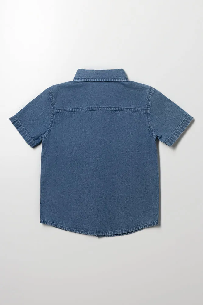 Short Sleeve Denim Shirt Blue sold by Ackermas product image thumbnail 3