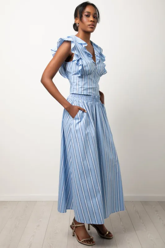 Stripe A-Line Skirt Light Blue sold by Ackermas