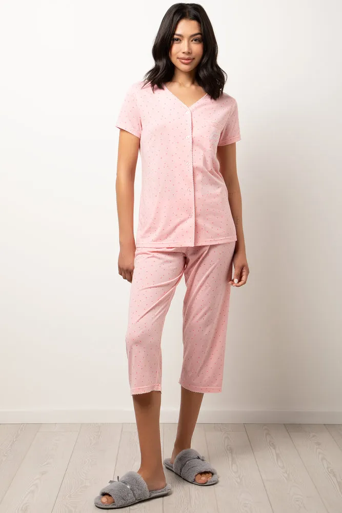 Spotty Capri Pyjama Set Pink sold by Ackermas