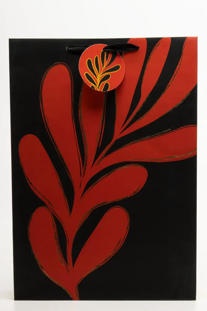 'Red Leaf' Gift Bag Extra Large Black sold by Ackermas