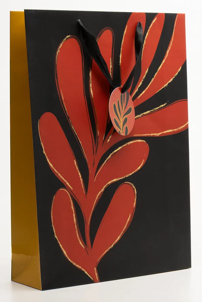 'Red Leaf' Gift Bag Extra Large Black sold by Ackermas product image thumbnail 2