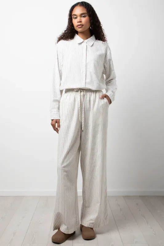 Linen Blend Pin Stripe Pants Stone sold by Ackermas