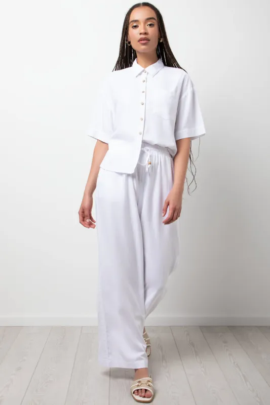 Linen Blend Pants White sold by Ackermas