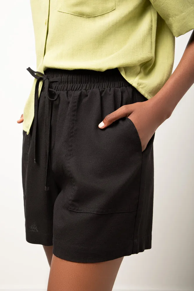 Linen Blend Woven Shorts Black sold by Ackermas product image thumbnail 2