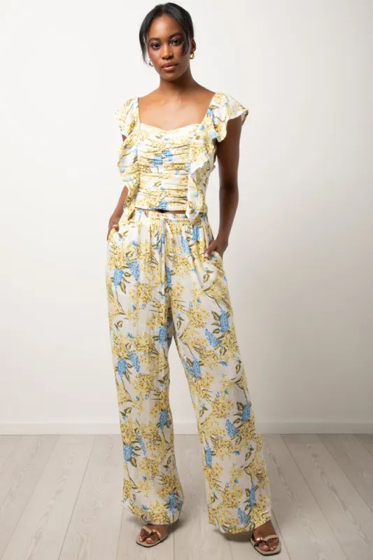 Linen Blend Pants Butter Yellow sold by Ackermas