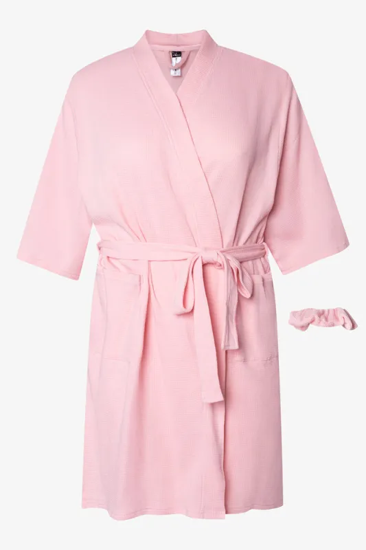 Waffle Gown And Scrunchie Set Pink sold by Ackermas