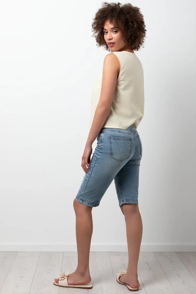 Ripped Bermuda Denim Shorts Blue sold by Ackermas product image thumbnail 3