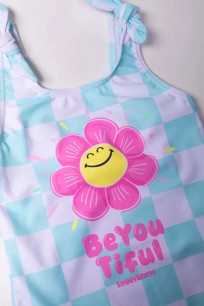 Smiley Check Swimsuit Light Blue sold by Ackermas product image thumbnail 2