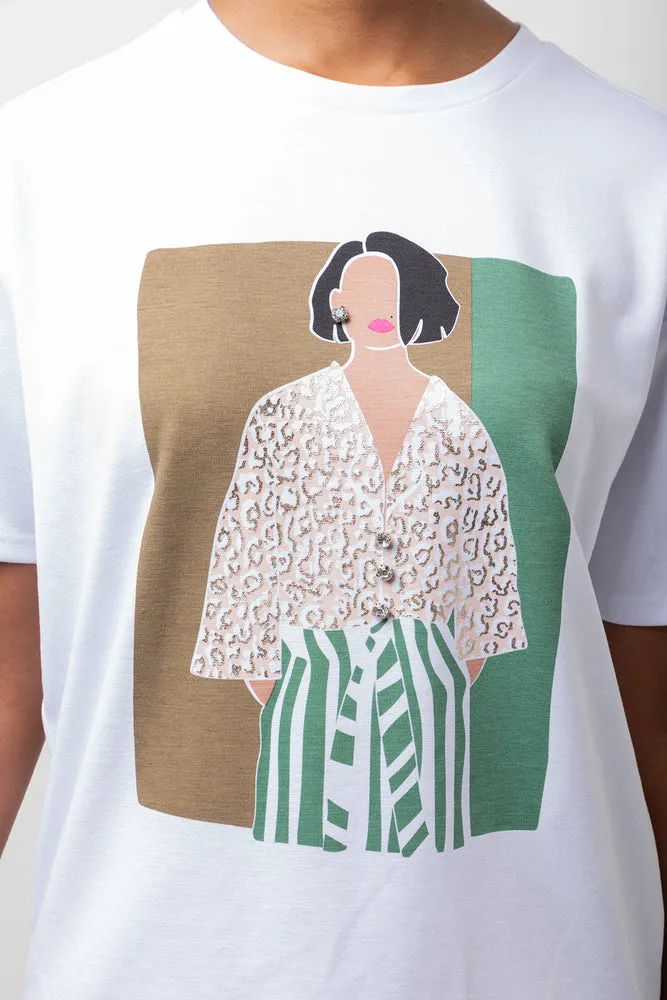 Girl Oversized Short Sleeve T-Shirt White sold by Ackermas product image thumbnail 4