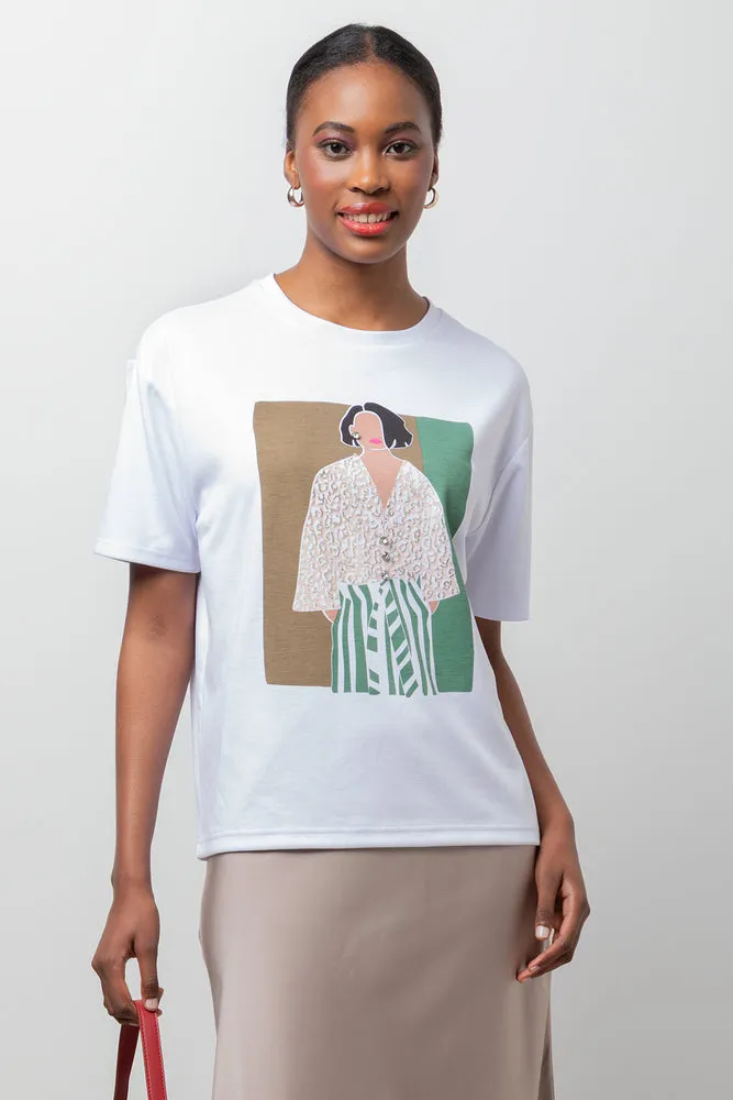 Girl Oversized Short Sleeve T-Shirt White sold by Ackermas