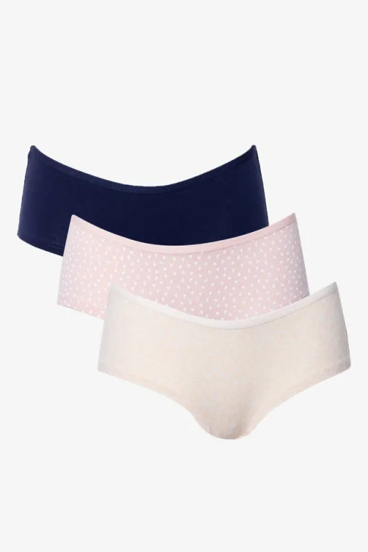 3 Pack Heart Boyleg Panties Navy, Pink And Natural sold by Ackermas
