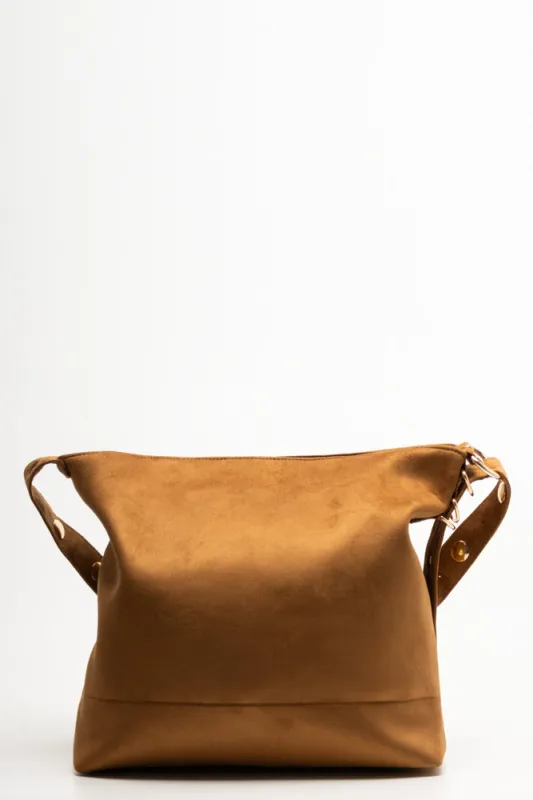 Studded Shoulder Strap Bag Tan sold by Ackermas