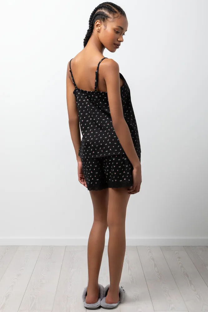 Ditsy Floral Lace Trim Cami Black sold by Ackermas product image thumbnail 3