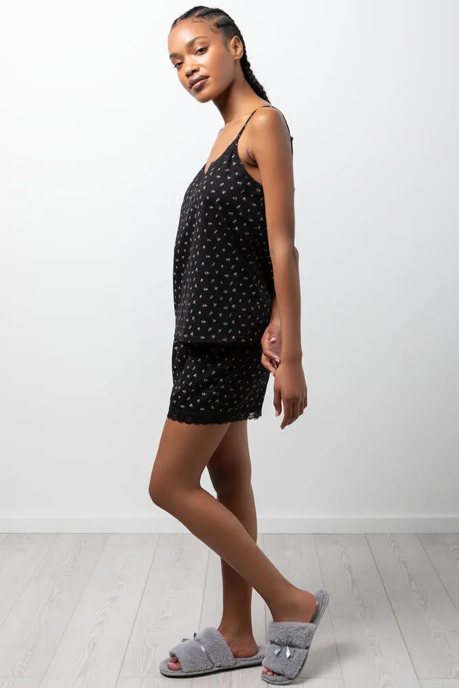 Ditsy Floral Lace Trim Cami Black sold by Ackermas product image thumbnail 2