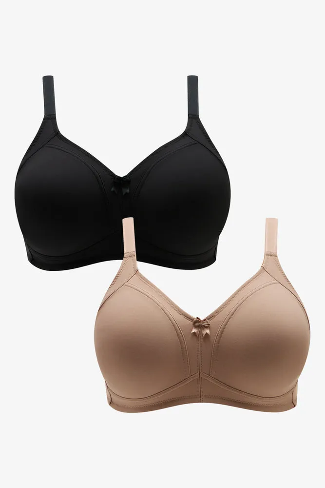 2 Pack Non Padded Wire Free Bras Black And Natural sold by Ackermas