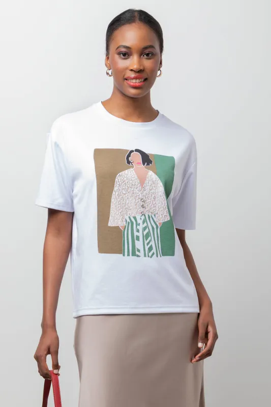 Oversized Short Sleeve T-Shirt White sold by Ackermas