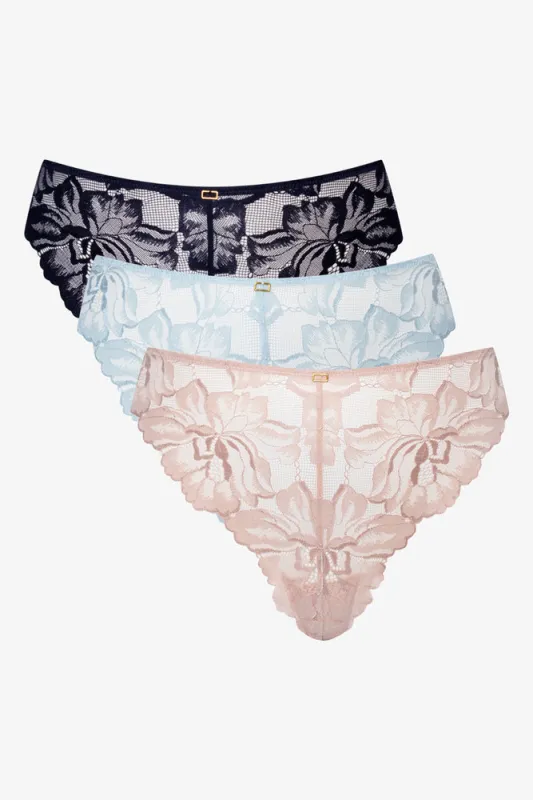3 Pack Lace Thongs Blue And Natural sold by Ackermas