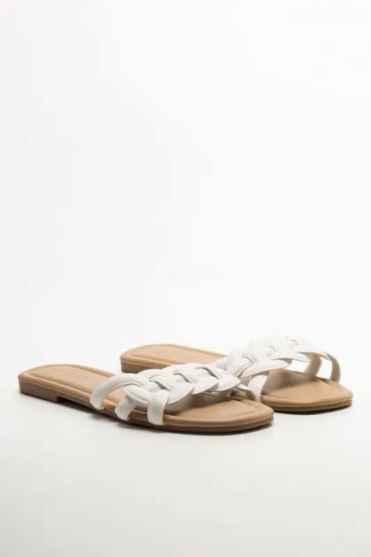 Puffy Linked Mule Sandals White sold by Ackermas