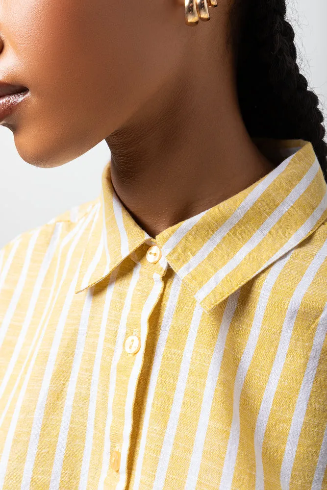 Ballerina Sleeve Linen Blend Shirt Yellow sold by Ackermas product image thumbnail 4