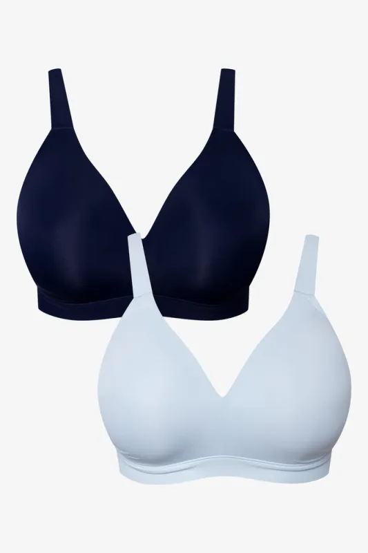 2 Pack Padded Wire Free Bras Navy And Light Blue sold by Ackermas