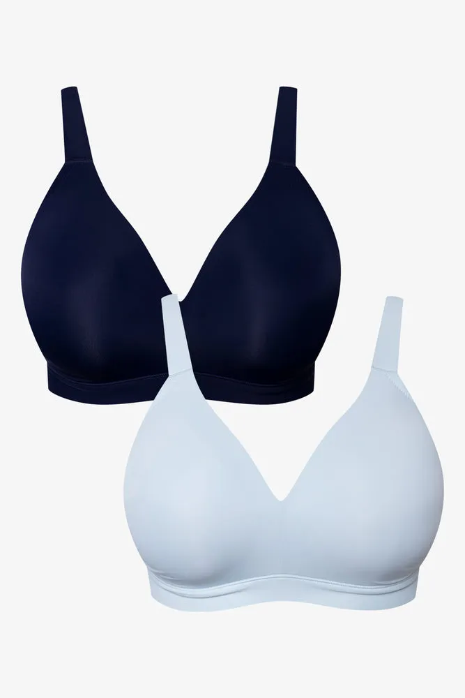 2 Pack Padded Wire Free Bras Navy And Light Blue sold by Ackermas