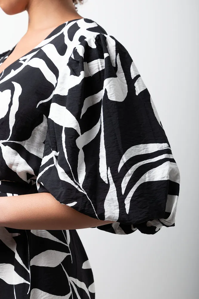 Puff Sleeve Dress Black & White sold by Ackermas product image thumbnail 4