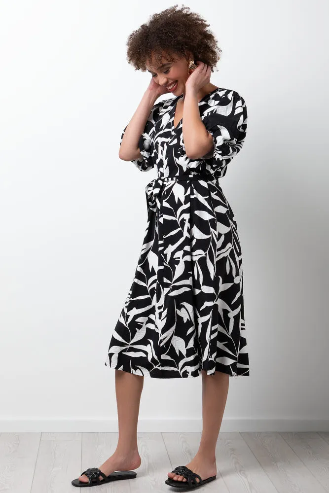 Puff Sleeve Dress Black & White sold by Ackermas product image thumbnail 2