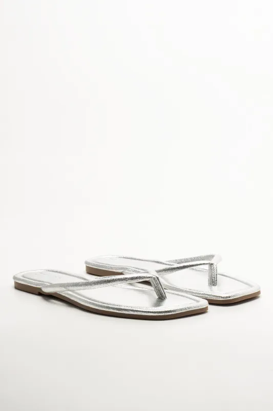 Thong Mule Sandals Silver sold by Ackermas